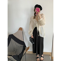 NSS COLLECTION Temperament Miss Sister Textured Satin Skirt Black High Waist Drape Thin Skirt Summer