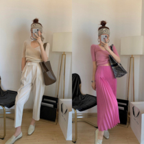 NSS COLLECTION high-end B into super comfortable ultra-fine wool slim V-neck sleeve slim base shirt