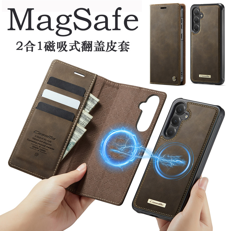 2-in-1 Suitable for Samsung Galaxy S26 Flip Leather Case S24Ultra Detachable S23Fe Wallet Protective Case S22+ with Card Slot S21 Anti-Drop S20 Magnetic Charging S25Edge New Model