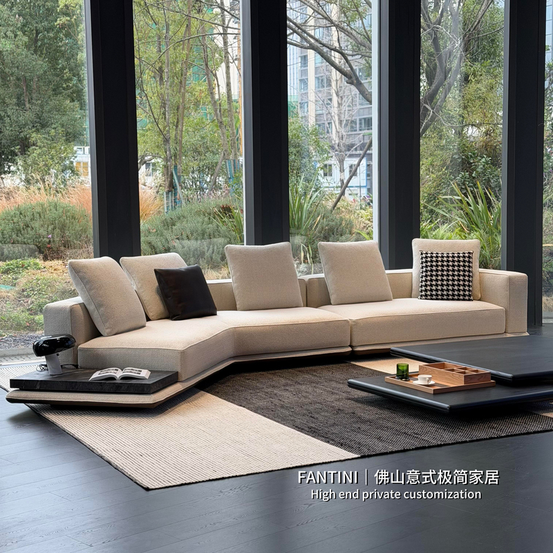 Horizonte Fabric Sofa for Large Flat Living Rooms, Italian Horizonte Minimalist Cotton and Linen Sofa, Custom-Made