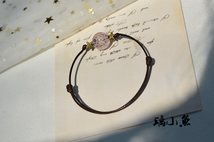 [Thủy tinh cá nhỏ] mực say rượu nhỏ tươi Sen nữ loạt gradient màu xanh đậm hai màu glass stars tay rope bracelet nữ