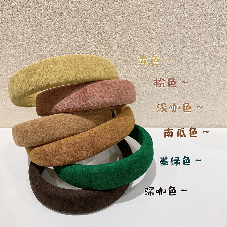 Korean Retro Sponge Headband Broad-side Pressure Hair Autumn And Winter Headband Women display picture 1