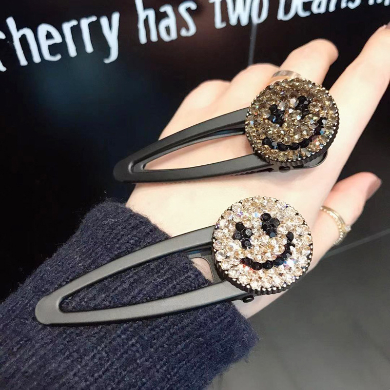 2020 new net red hair clip female Korean metal smiley face hair ornaments hair ring edge clip wild bangs clip hair clip