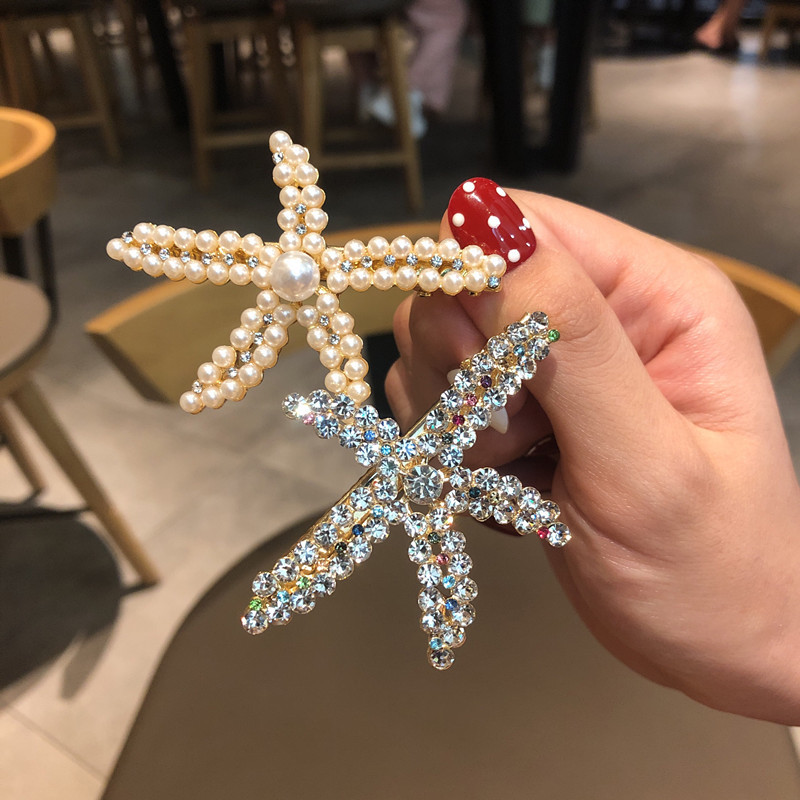 2020 trendy Internet celebrity hair accessories starfish pearl hair clip bangs clip forest fairy travel hairpin full of diamonds headdress clip