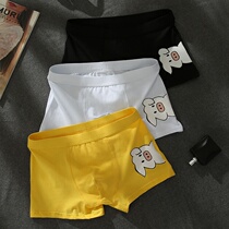 National Tide Card Mens Underwear Cartoon Flat Corner Pants Breathable Pure Cotton Personality Trendy Pants Underpants On Four Corners Shorts