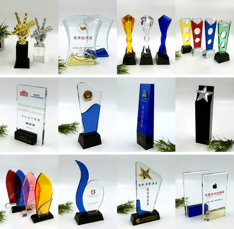 Crystal trophy custom-made creative high-end crystal trophy medal metal Oscar metal statuette