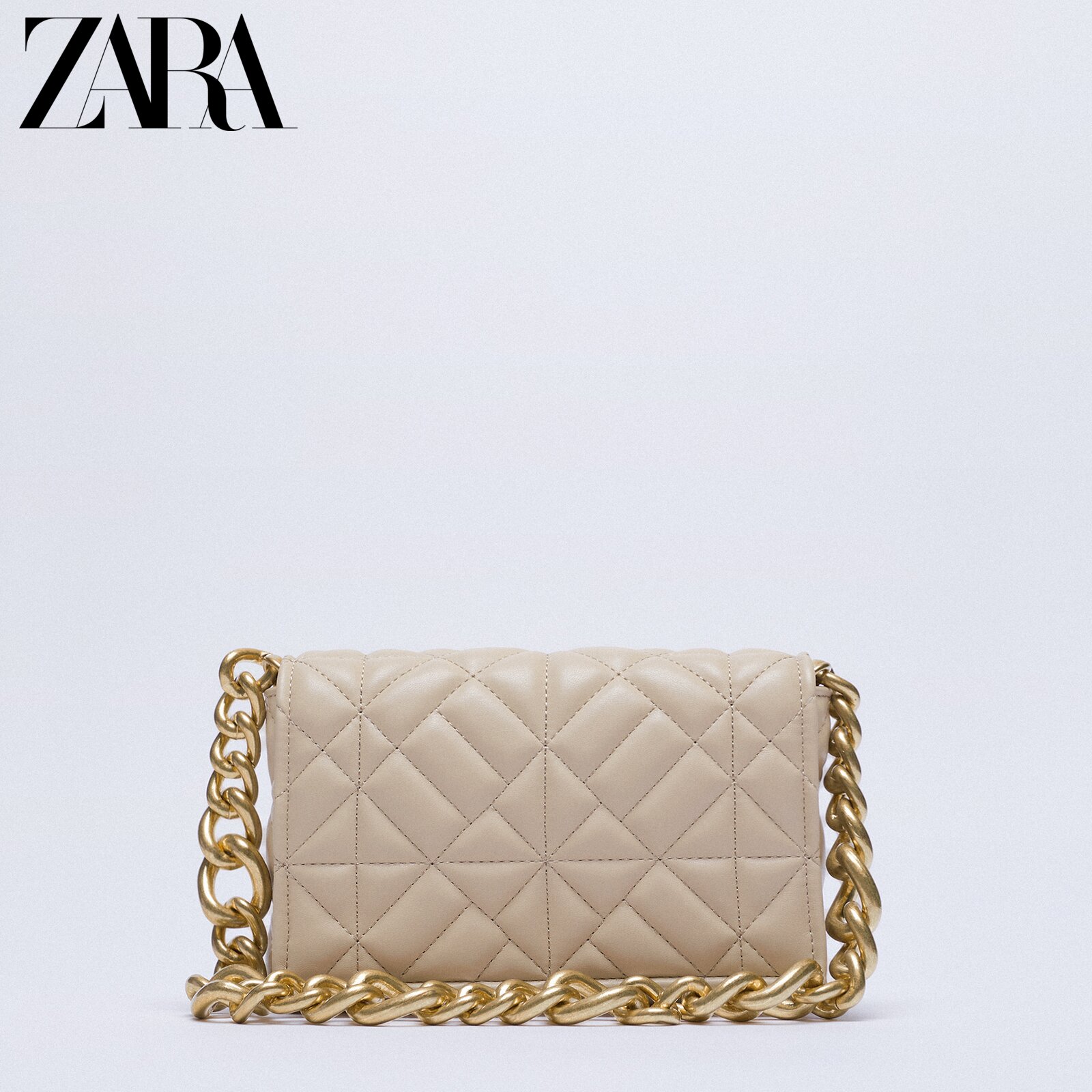 Off WhiteZARA Female bag summer 2021 new pattern fashion Versatile chain Quilting The single shoulder bag Axillary bag