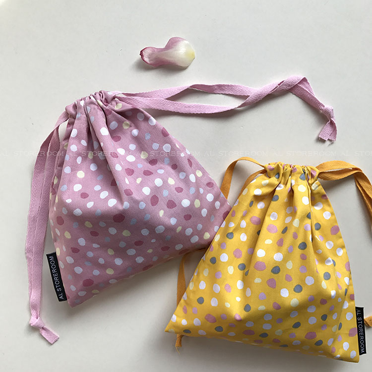 AL homemade plaque travel drawstring bag pink yellow portable cosmetic bag charger lipstick storage bag ins