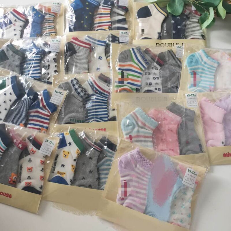 Export daily mile miki socks boy girl socks spring and summer pure cotton children baby stockings flooring socks