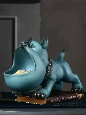 Modern simple entrance key storage box living room entrance wine cabinet decorations personality method fighting simulation dog ornaments