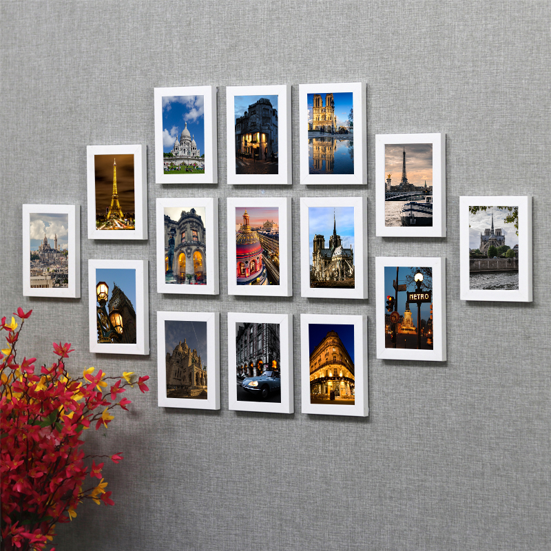 Photo Wall Living Room Creative Decorative Painting No-Drill Wall Hanging Picture Frame European Architecture Landscape Picture Bedroom Wall Painting