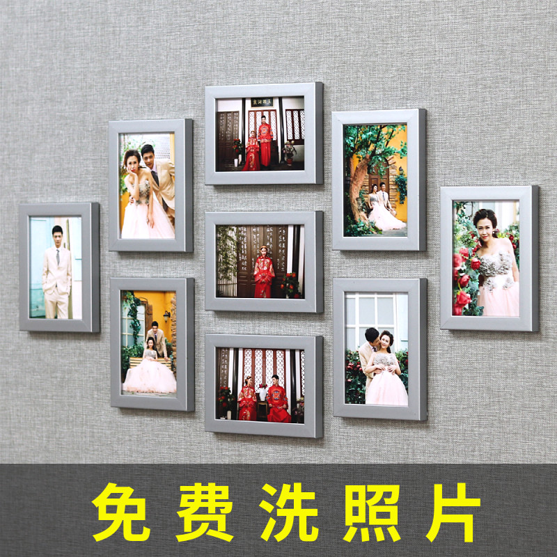 Living room photo wall decoration European-style photo frame 8 inch photo frame creative hanging wall combination free of punching and hanging wall wedding photos