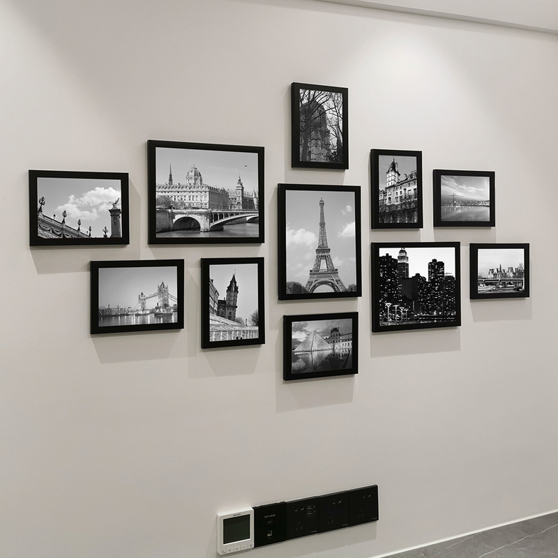 Simple Living Room Photo Wall Decoration, No-Drill Creative Photo Wall, Room Background Wall, Modern Wall-Mounted Photo Frame Combination