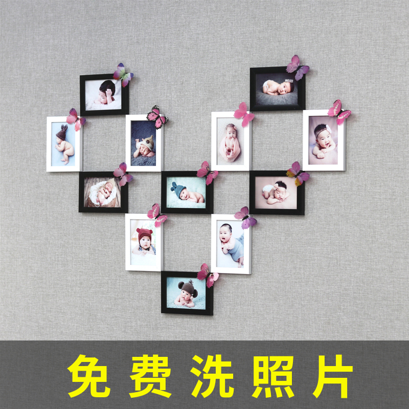 Heart - shaped photo wall decoration wall painting print photo wall printing photo wall personality creative living room hang drawing 7 inch frame