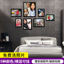 Simple baby photo wall hanging wall decoration 7 inch photo frame free perforated bedroom creative photo wall living room wash photo