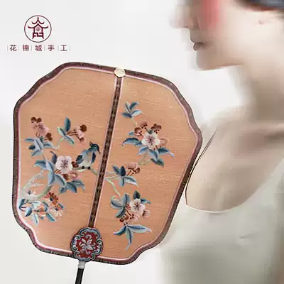 Flower Jincheng imitation Forbidden City silk double-sided Su embroidery Palace fan Head fan Chinese style gift embroidery Group fan traditional fan