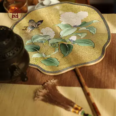 Hua Jincheng handmade intangible cultural heritage silk fan ancient style Chinese style gift home Hanfu accessories fan Camellia