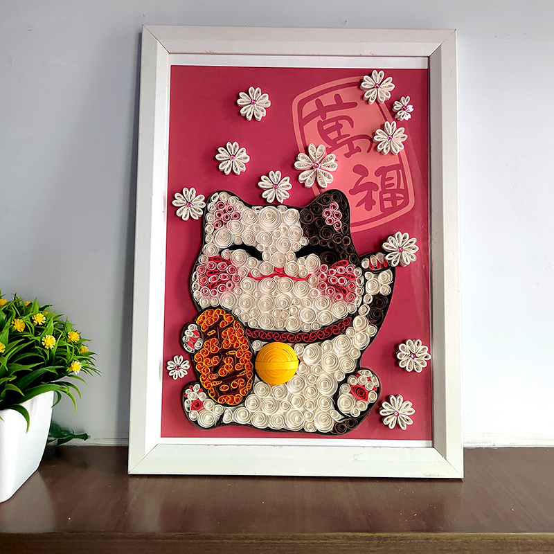 Lucky Cat Quilling Paper Frame Material Kit Set for Students Beginners DIY Handmade Creative Craft with Tools Lucky Cat Quilling Paper Frame Material Kit Set for Students Beginners DIY Handmade Creative Craft with Tools