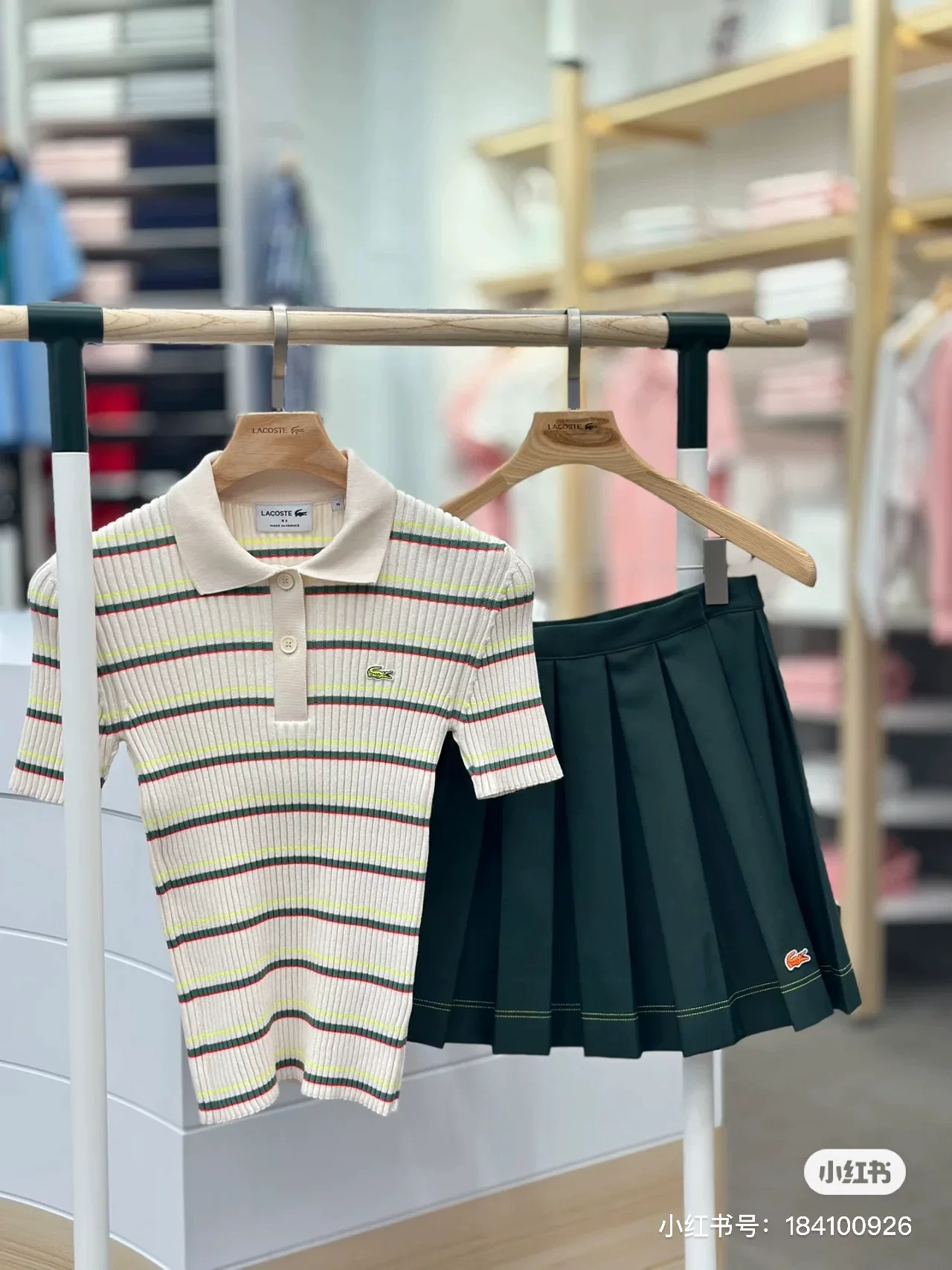 Французский крокодил AF6242 -10 LACOSTE 2023 весна-лето новая женская полосатая трикотажная поло с короткими рукавами
