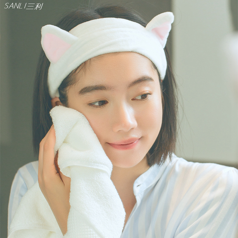 Sanly wash face wash hair with cute Korean hair hoop cat ear headdress hair beam hair cloth hair cloth dresser
