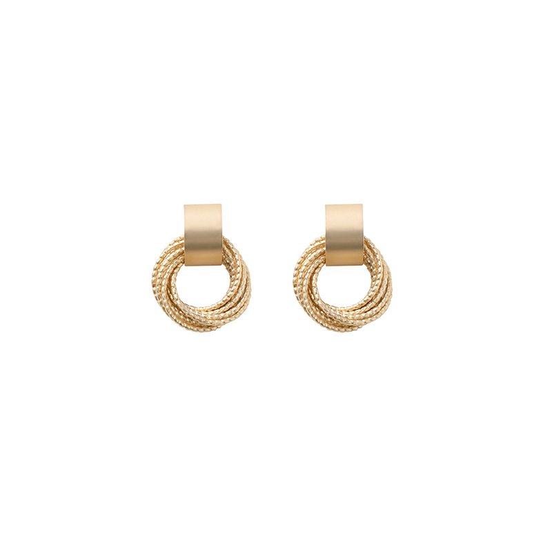 VEGA CHANG matte gold circle ear nails female metal geometry wrapped around hollow earrings