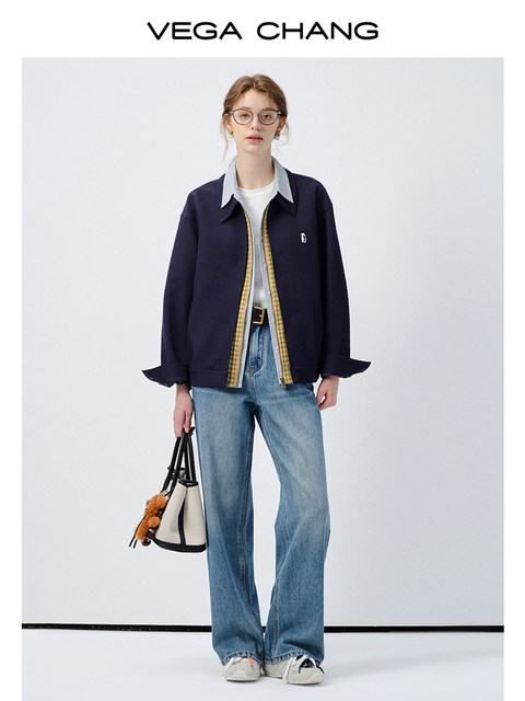 Vega Chang Straight-Leg Jeans for Women 2026 Spring New Vintage Loose Slimming Petite Wide-Leg Pants