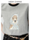 Vega Chang Short-Sleeved T-Shirt for Women 2026 Summer New Style Loose Round Neck Casual Vacation Puppy Print Top