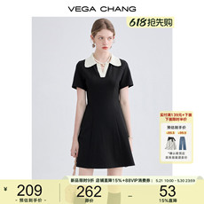 Женское платье vega chang高级感连衣裙女夏季小个子polo领英伦风显瘦通勤小黑裙