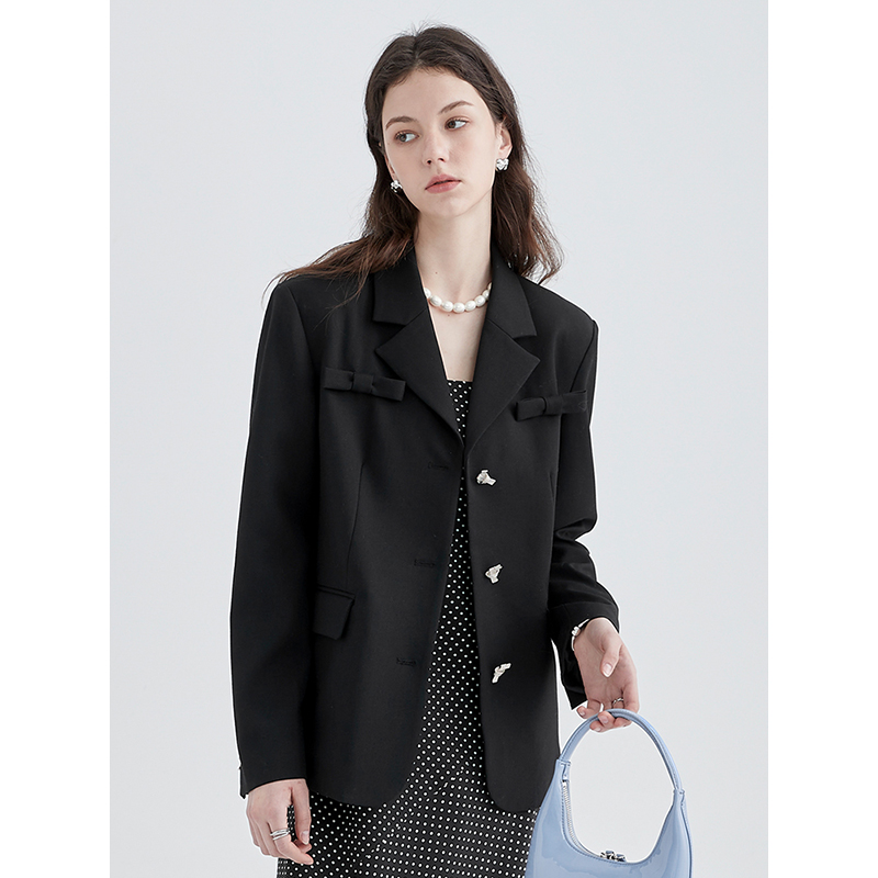 VGEA CHANG Black Superior Sense Little Sub Casual Suit Jacket 2022 Early Spring Temperament Western Suit Blouse