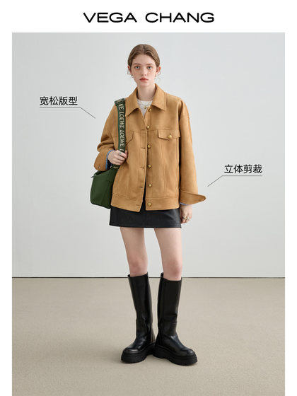 Vega Chang Short Jacket Early Autumn Women's 2026 New Retro Suede Jacket Yadan Style Design Jacket