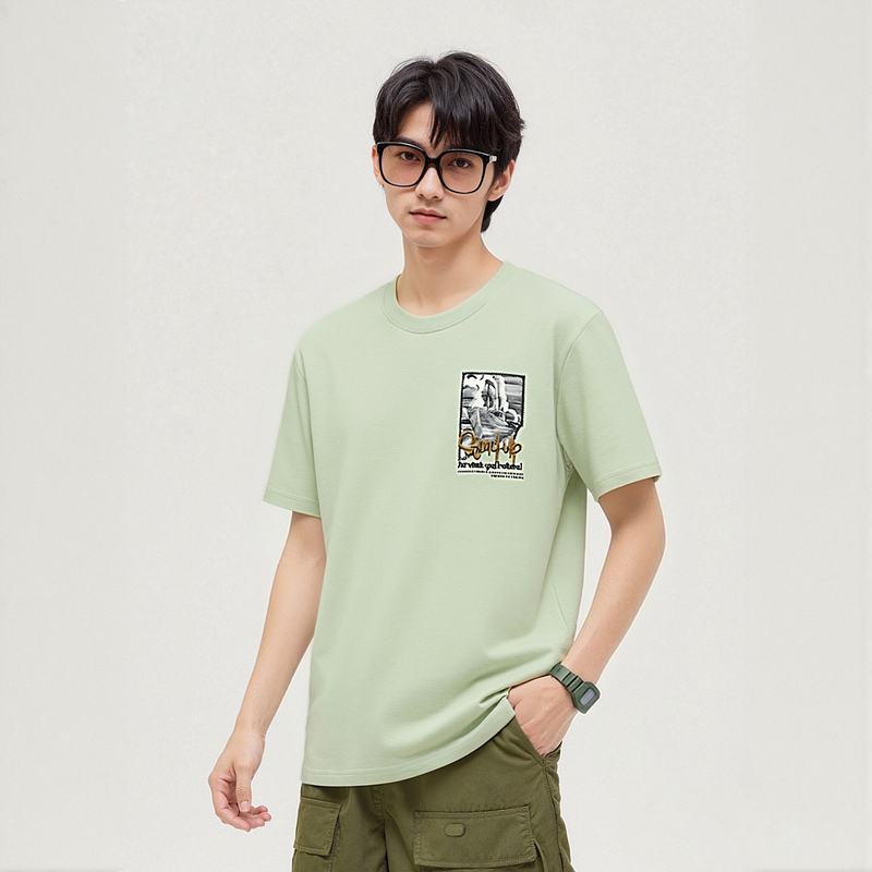 City Era Men's Short-Sleeved Logo Embroidered Letter Print Loose and Versatile Fashionable Casual T-Shirt 2026 Summer