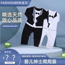 Baby jumpsuit baby gentleman climbing suit children black and white gentleman clot crotch dress child long sleeve jumpsuit