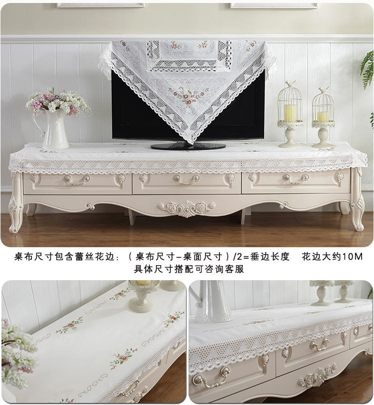 Khăn trải bàn bằng vải sân vườn nhỏ tươi ren phòng khách hình chữ nhật bàn cà phê khăn trải bàn tròn khăn trải bàn thêu rỗng - Khăn trải bàn khăn trải bàn trà