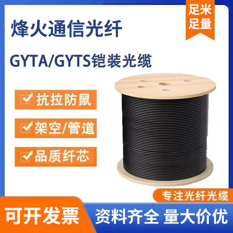 Fiberhome Communications Gyta/Gyts Outdoor Single-Mode Armored Optical Cable 4/6/8/12/24/48/96/144 Core Fiber Optic