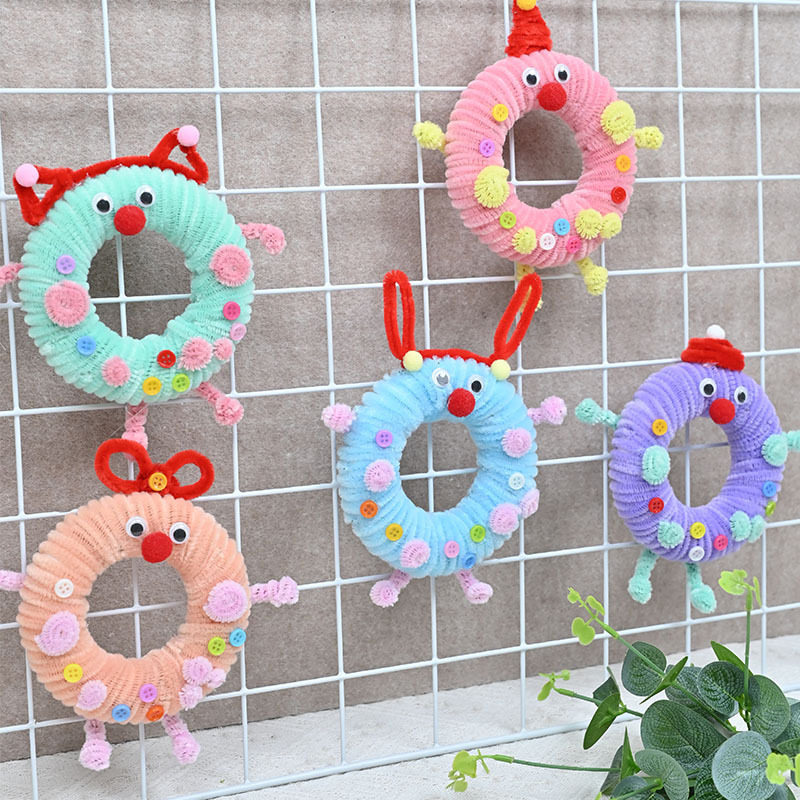 Kindergarten Creative DIY Twisty Stick Round Foam Donut Ring Craft Materials Children's Handmade Small Gift Materials