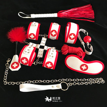 Flirting SM torture slave bundled rope fox tail anal plug small skin whip handcuffs male supplies sp training