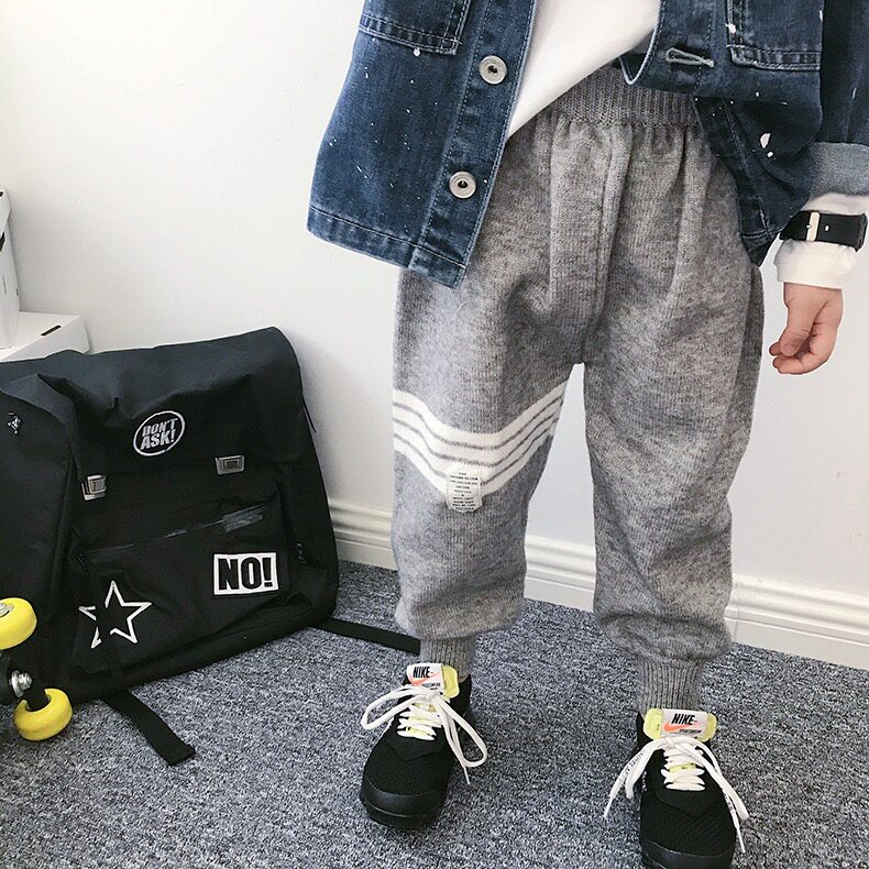 Male Baby Foreign Pie Wool Wire Pants Tide 2021 Spring New Day Ensemble Boy Soft Casual Bundle Feet Long Pants