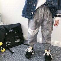 Male Baby Ocean Gas Bar Wool Wire Pants Tide 2021 Spring New Day Ensemble Boy Soft Casual Bundle Feet Long Pants
