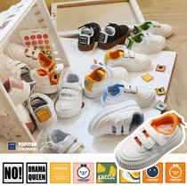 Childrens shoes 2021 springtime Han version male and female children baby baby white shoes Soft bottom magic adhesive plate shoes casual shoes 100 hitch