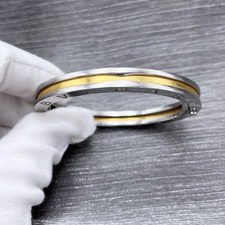 Bulgari Single Ring Bracelet Gold and Steel Size m W64065