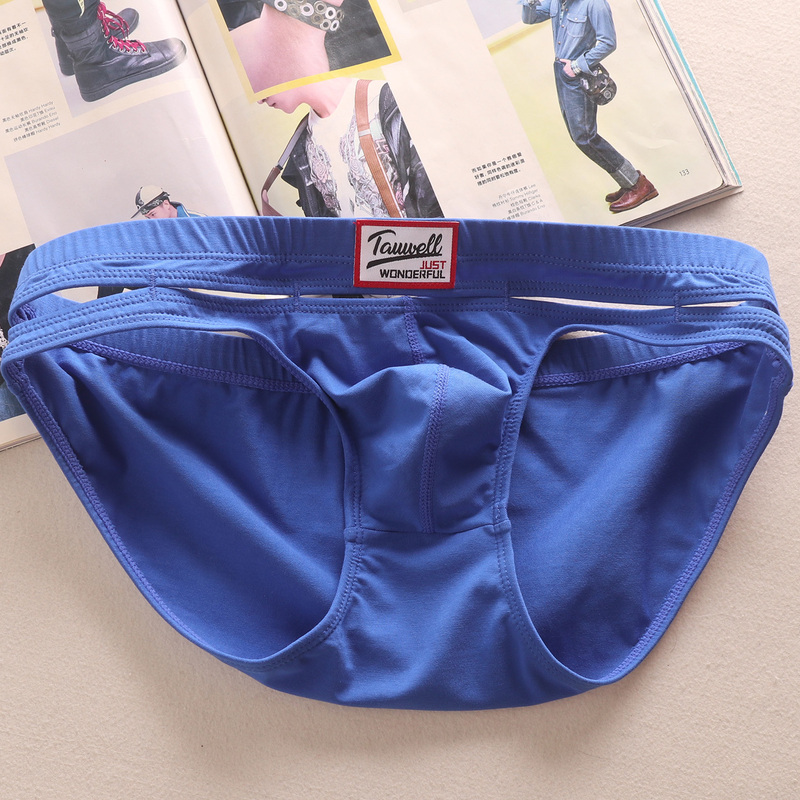 Sexy Front Cut Out Men's Underwear Low-Waist Tight Front Convex Pure Cotton Briefs Pure Cotton Youth Plain Underwear