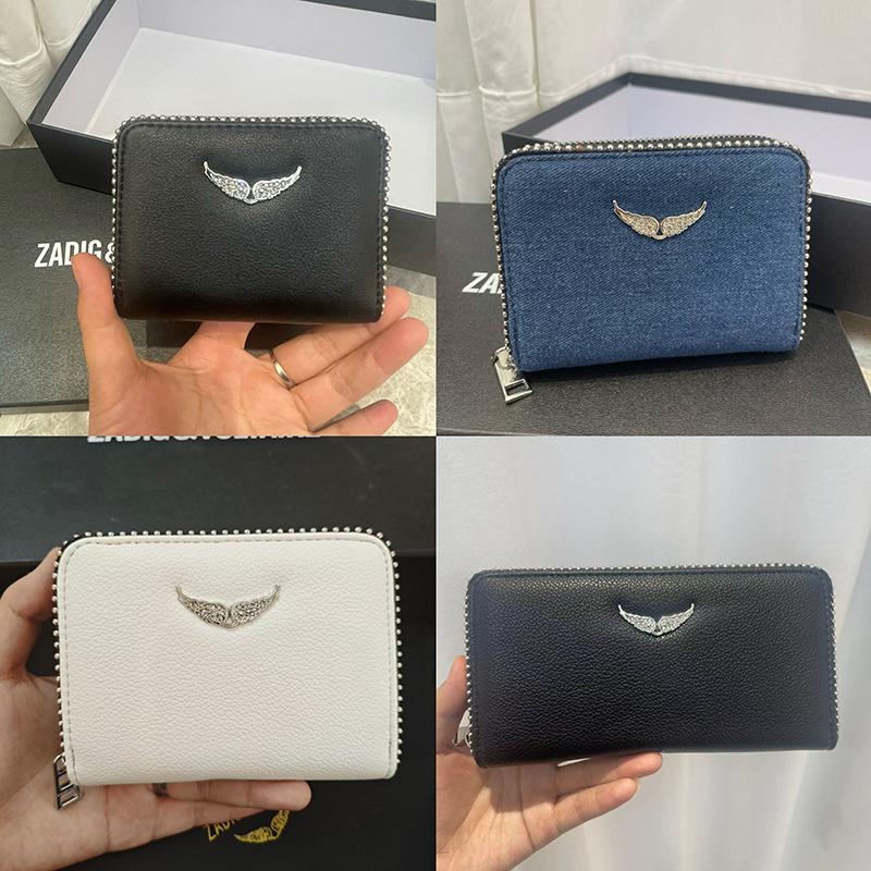 Zv Bag with Rhinestones, Women's Pu Metal Chain Bag, Wallet, Card Holder, Denim Clutch, Coin Purse, All-In-One Small Wallet