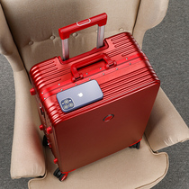 Luggage female wine red bride bride grasscelebration cryptobox red pressury box pull box suitcase