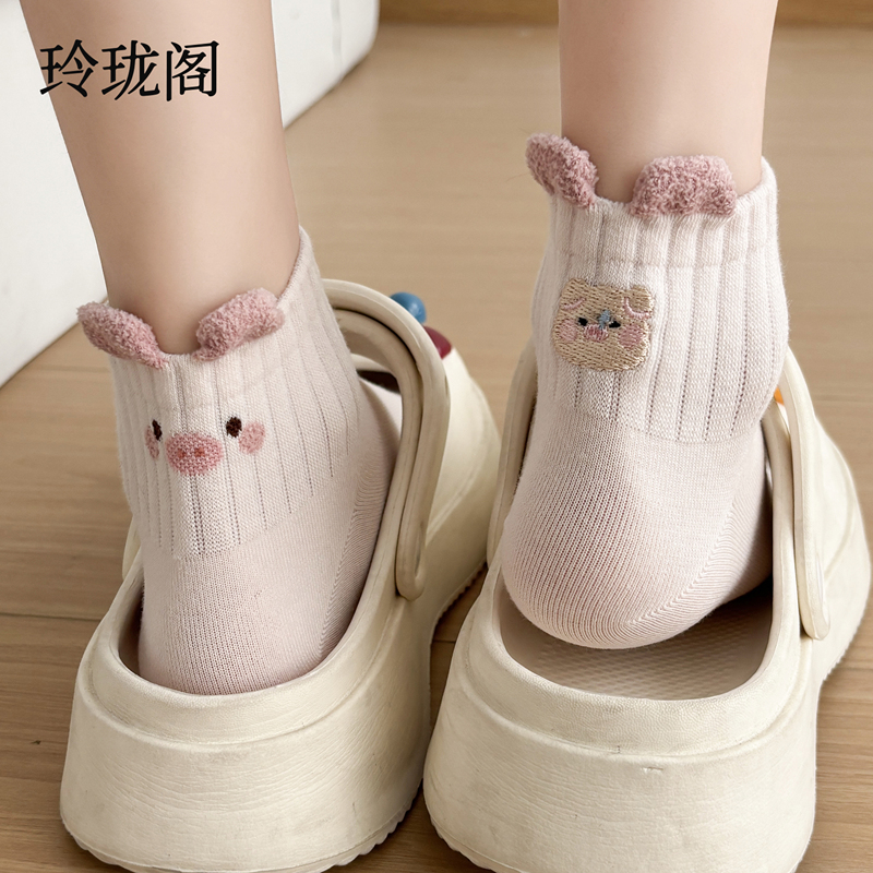 Cute Socks, Pure Cotton, Thin Summer Style for Women, 2026 New Popular Cartoon Short Socks, Breathable Short Socks for Women in Summer
