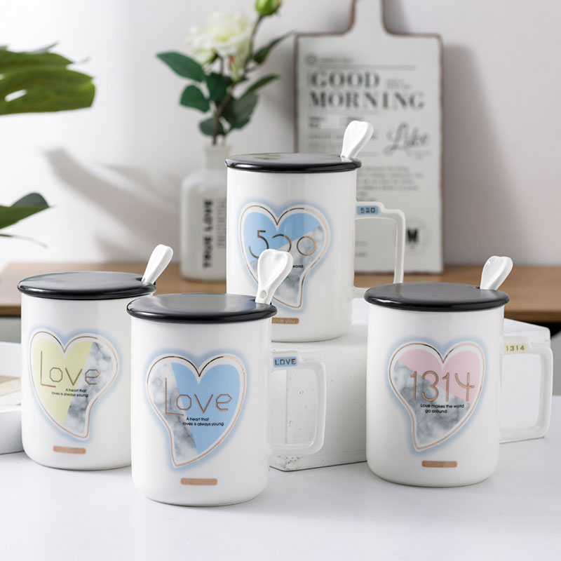 Creative cartoon water cup Ceramic cute student cup Jane European couple drinking cup Household coffee cup Men's and women's gifts