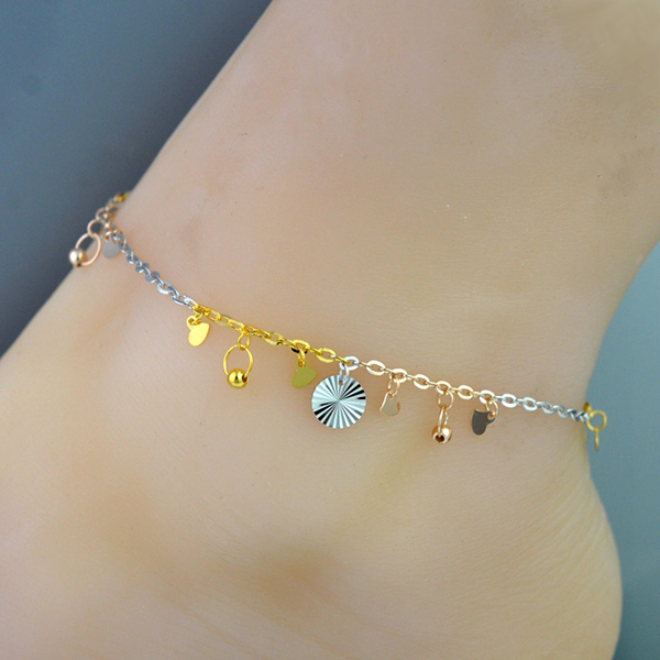Màu bạc vòng chân nữ 925 bạc chính hãng tua vòng chân màu vàng vòng chân nữ phiên bản Hàn Quốc của vòng chân bạc vòng chân
