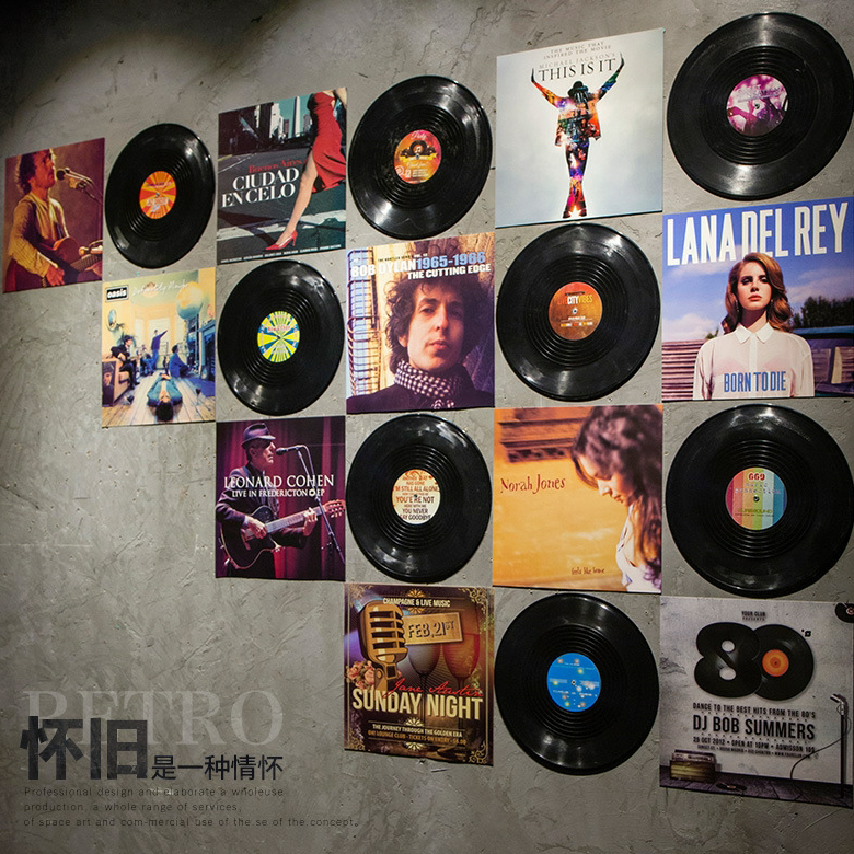 Vinyl Record Decoration for Bar Ktv Creative Wall Hanging Retro American Style Personalized Wall Decoration for Bar Nostalgic Arrangement