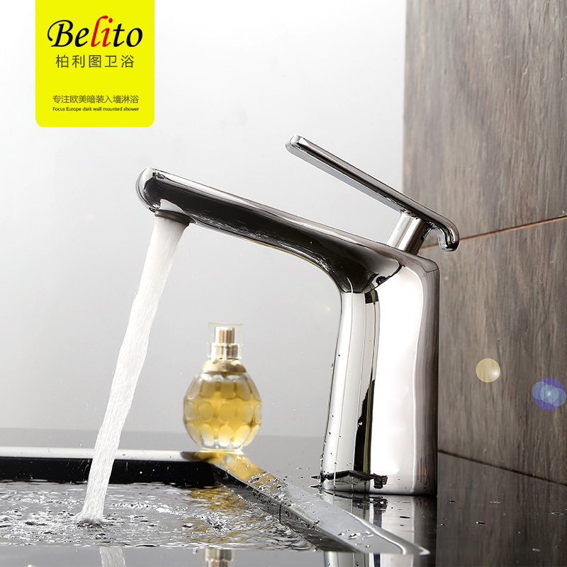 Beritu European style bathroom powder room faucet Hot and cold washbasin basin basin basin Single hole copper hot and cold faucet