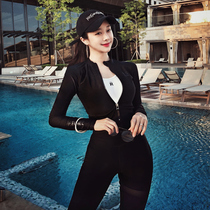 South Koreas new zipper long-sleeved trousers sunscreen whole body slim split swimsuit suit female diving suit four-piece set