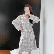 Autumn Winter Sexy Sleeping Robes Pure cotton Girl mid-length net red Large-size loose bath Sleeping Dressing Gown Home Dress can be worn outside